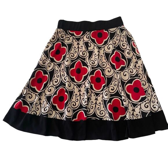 Vintage Moa Moa Floral Patterned Skirt Red Black Size M - Picture 2 of 4